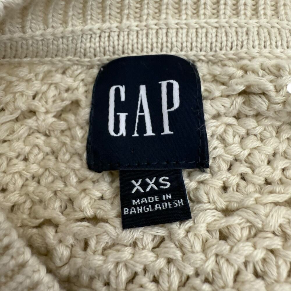 Gap Sweater Womens XXS Ivory Cream 24/7 Split Hem Sweater Fisherman Loose Knit - Picture 10 of 14